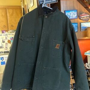 Army Green Brown Corduroy Collar Carhartt button down jacket